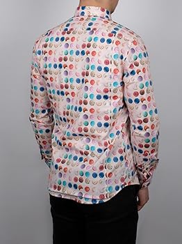 COTON DOuX コトンドゥ　マカロン柄　シャツ　長袖　39 メンズ フランス 柄シャツ カジュアルシャツ メンズ 長袖 レトロ お洒落